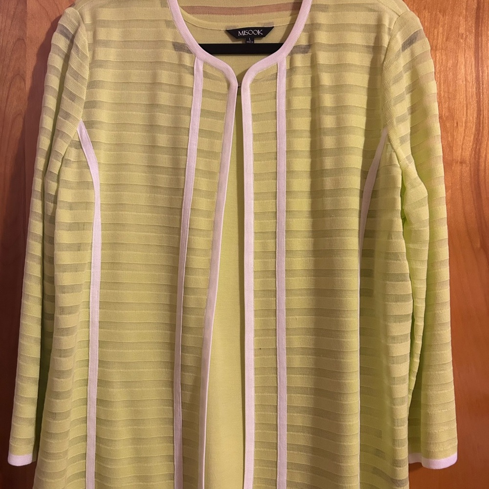Misook Striped Yellow Cardigan and Shirt
